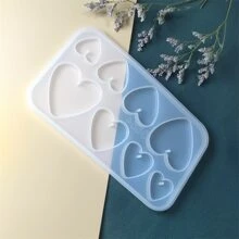 1入組幾何樣式矽膠模具DIY首飾製作,8帶心形吊墜和耳飾 - 白色 - 查看 1