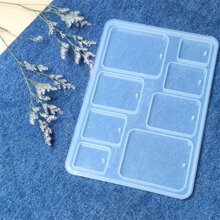 1入組幾何形狀DIY首飾吊墜矽膠模具帶8格適用於製作方形項鍊,,藝術類&工藝 - 白色 - 查看 1