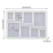 1入組幾何形狀DIY首飾吊墜矽膠模具帶8格適用於製作方形項鍊,,藝術類&工藝 - 白色 - 查看 3