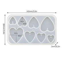 1入組幾何樣式矽膠模具DIY首飾製作,8帶心形吊墜和耳飾 - 白色 - 查看 3