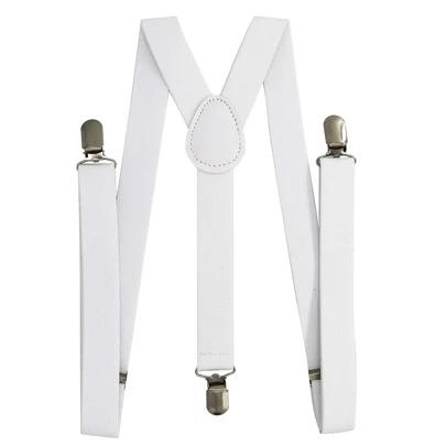 1 st. herrvita enfärgade 3-klämmor justerbara elastiska hängslen, lämpliga för vardagsbruk, kostymer, byxor och festivalgåvor, halloween höst-vintertillbehör, halloweenkostym, lämpliga för tonåringar, ungdomar, män, vardagsbruk, utomhusbruk, atletisk, semester, examenspresenter, födelsedag, vardagskläder