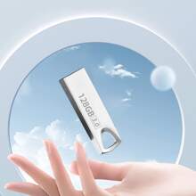 1pc USB Flash Drive 2.0 64GB 128GB Metal Waterproof USB Drive High Speed Thumb Drive 128GB Portable Memory Stick For PC/Projector/Tablet//Laptop/Car Audio - Silver - View 6