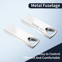 1pc USB Flash Drive 2.0 64GB 128GB Metal Waterproof USB Drive High Speed Thumb Drive 128GB Portable Memory Stick For PC/Projector/Tablet//Laptop/Car Audio - Silver - View 7