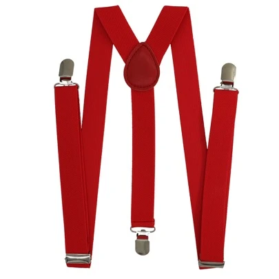 1pc Men'S Red Solid Color 3 Clips Elastic Adjustable Suspender With Back Strap, Suitable For Business Suits, Trousers, And As A Gift For Valentine'S Day Holiday Halloween Halloween Accessories, Halloween Costumes Autumn-Winter Accessories Halloween Costume,Suitable For Teens, Youth,Men,Casual, Outdoor, Athletic, Vacation, Graduation Gifts, Birthday, Daily Wear