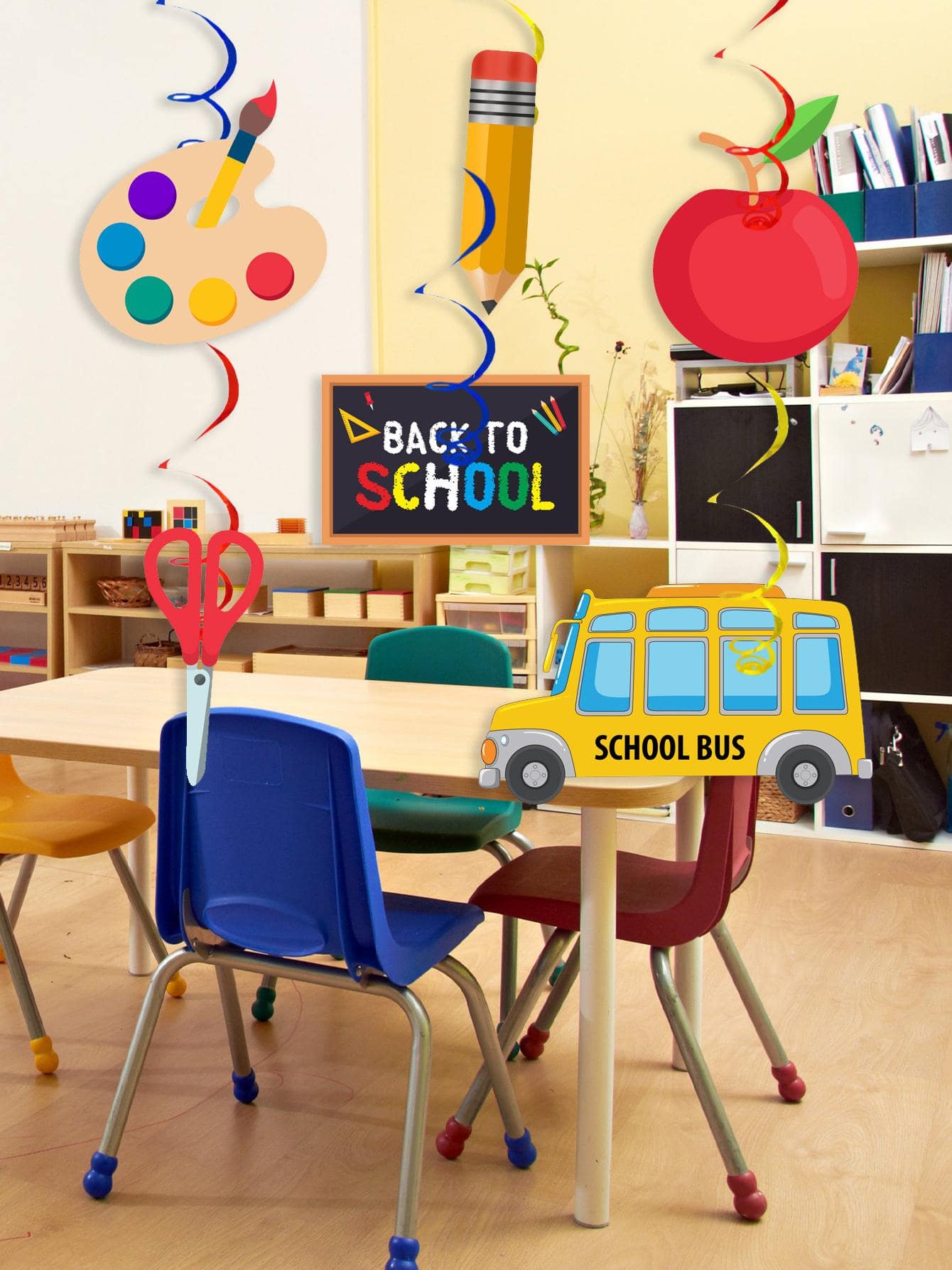 6入組後至學校主題派對裝飾用品螺旋懸掛裝飾 - 彩色 - 查看 1