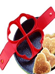 1入組煎蛋模具，煎餅圈，不粘煎餅機模具，矽膠煮蛋器，煎蛋成型器，煎蛋捲模具，適用於廚房烘焙配件 - 紅色 - 查看 4