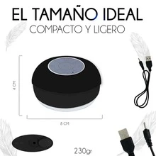 Bocina Con Bluetooth Para Regadera Contra Agua Llamadas Recargable - Negro - Ver 4