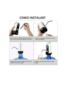 Bomba Elétrica Universal para Galões de Água com Carregamento USB - Preto - Visão 5