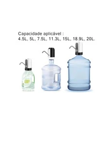 Bomba Elétrica Universal para Galões de Água com Carregamento USB - Preto - Visão 3