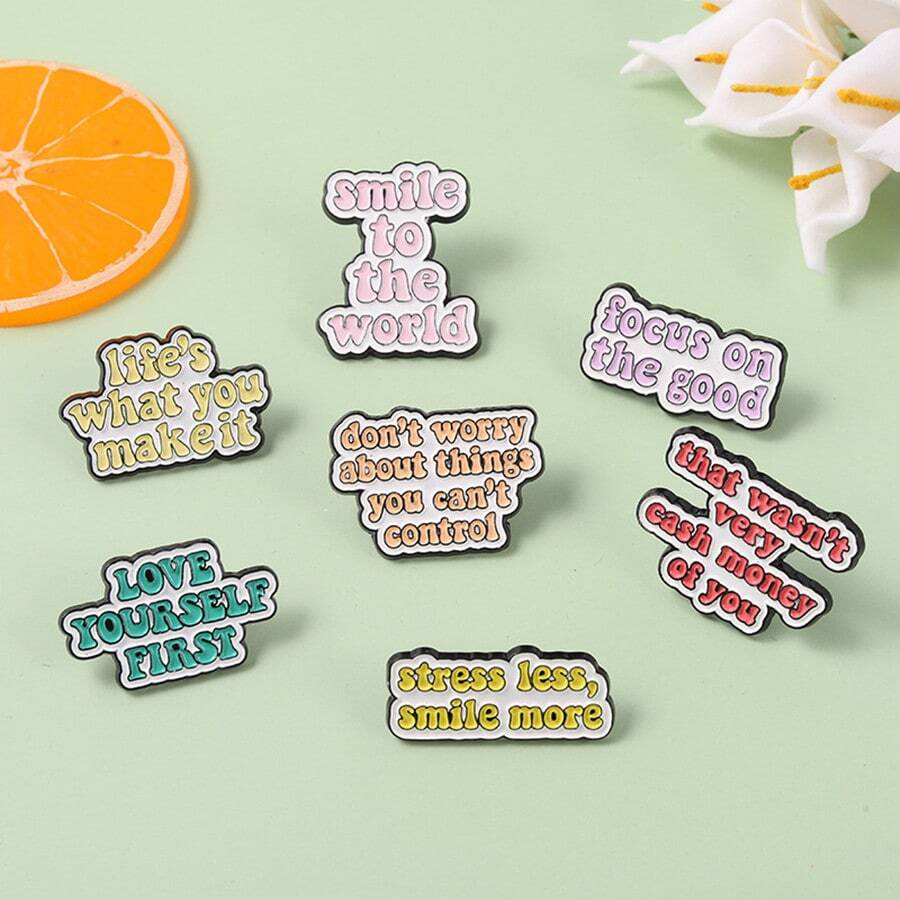Life Quotes Enamel Pins Inspirational Brooch Lapel Pin Badges Inspired