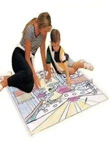 Tapete Para Colorear de Plástico Reusable Reusable Mat Ship - Borra crayolas y Plumones Base Agua - Blanco - Ver 2