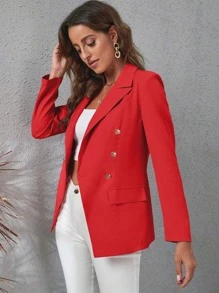 Women Blazers - Red - View 4