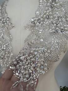 2pcs Faux Pearl Tassel Hand Stitched For Shoes And Hats Clothing Decoration DIY Accessories - White - View 4