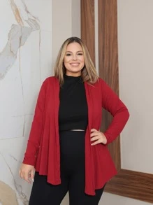 Plus Size Cardigans - Red - View 1