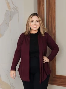 Plus Size Cardigans - Burgundy - View 1