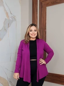 Plus Size Cardigans - Purple - View 1