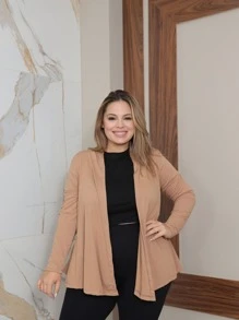 Plus Size Cardigans - 米色 - 查看 1
