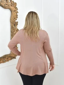 Plus Size Cardigans - Kolor khaki - Zobacz 3