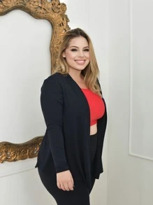 Plus Size Cardigans - Black - View 1