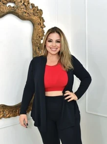 Plus Size Cardigans - Black - View 3