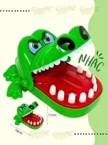 Jogo Crocodilo Morde Dedo Bocão jacare,Tubarão,Cachorro Brinquedo Infantil Dentista - Verde - Visão 4