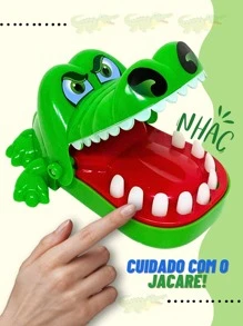 Jacaré Brinquedo Jogo Desafio Dentista Morde Dedo Crocodilo - Verde - Visão 1