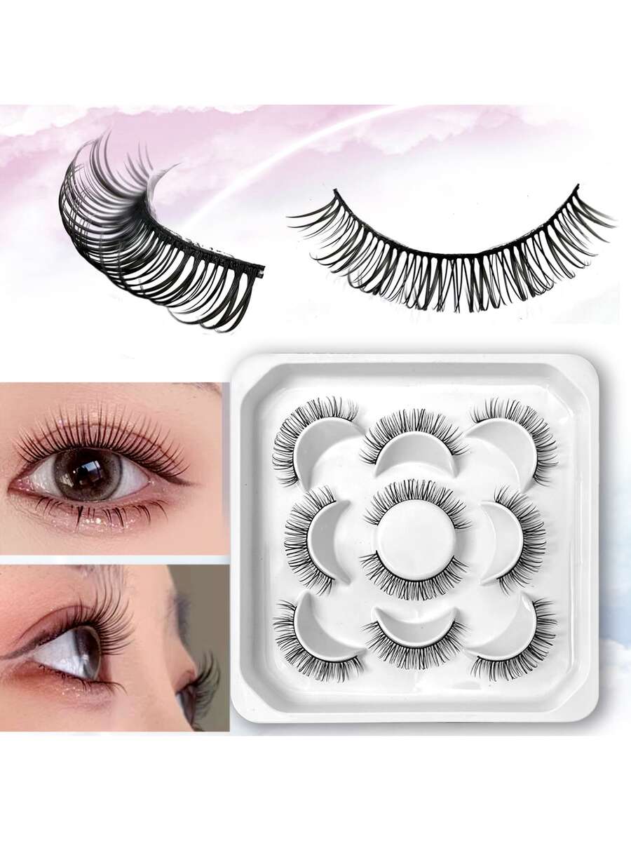 False Eyelashes,5Pairs 17Mm Extra Long False Eyelashes 17Mm Dd Curved Eyelashes Natural Russian Curl Eyelashes Fake Eyelashes False Eyelashes Strip - Brown - View 1