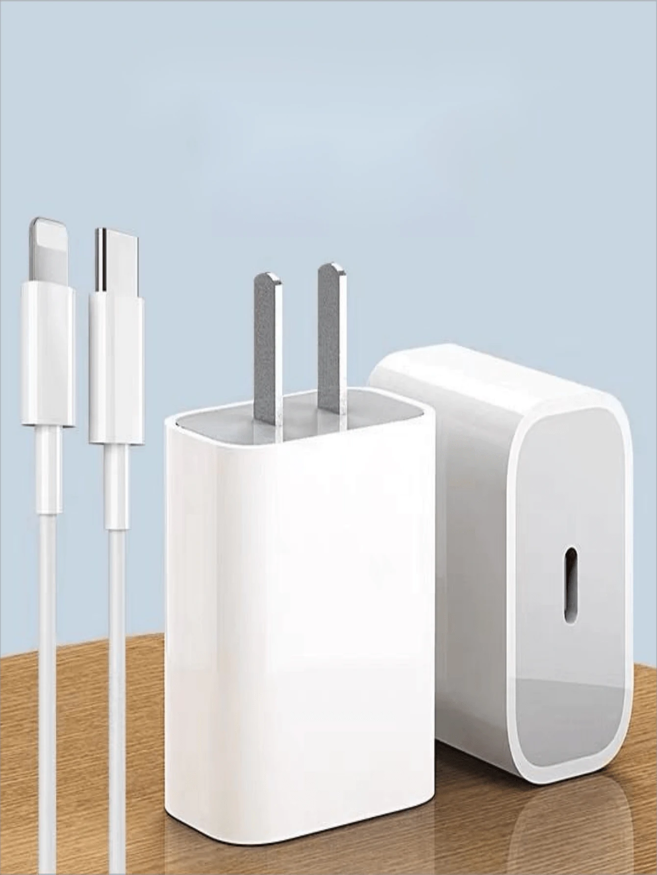 素色PD20瓦電源適配器USB-C至燈光數據線手機快速充電器適用於iphone13/14 - 白色 - 查看 1