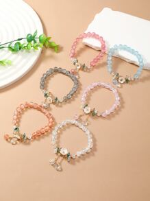 6入組/套時尚波西米亞風玻璃&合成纖維水晶手鐲套裝適合女士 - 彩色 - 查看 5