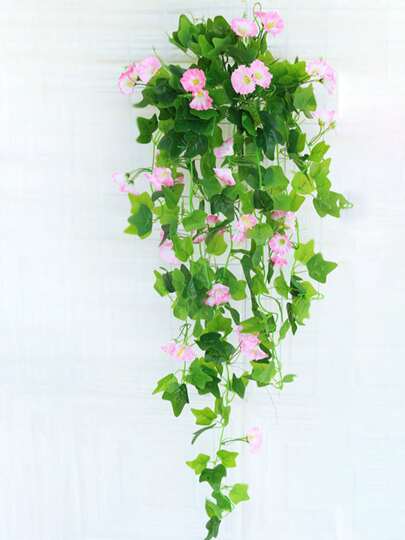 Artificial Vines 1pc Artificial Morning Glory Trumpet Flower Vine Fake Green Plant Home Garden Wall Fence Outdoor Wedding Hanging Baskets Decor For Wedding Decoration, Valentine'S Day Decor, Birthday Decor, Anniversary Decor, Holiday Decor, Graduation Decoration, Party Decor Supplies, Holiday Gifts