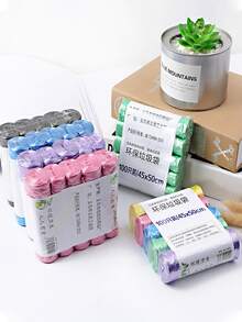 100pcs Colored Disposable Plastic Bags, Thick Garbage Bags Suitable For Hotels, Kitchens, Dormitories - Multicolor - View 2