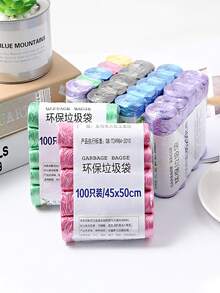 100pcs Colored Disposable Plastic Bags, Thick Garbage Bags Suitable For Hotels, Kitchens, Dormitories - Multicolor - View 5