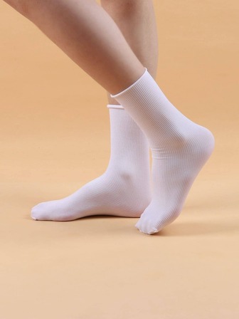 素色時尚百搭日常裝飾用品襪子中筒襪