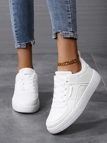 Của phụ nữ Tối giản Mặt trước Lace-up Giày trượt băng , Thoải mái Và Thoáng khí Thể thao Giày thể thao - trắng - Xem 2