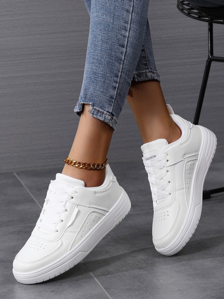 Của phụ nữ Tối giản Mặt trước Lace-up Giày trượt băng , Thoải mái Và Thoáng khí Thể thao Giày thể thao - trắng - Xem 1