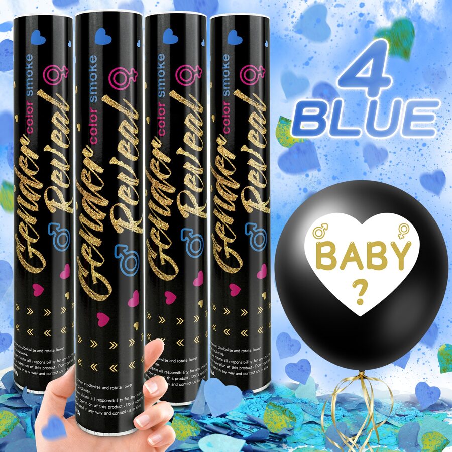 30cm Gender Reveal Confetti and Powder Cannon Blue Adult