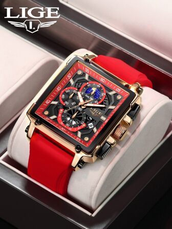 LIGE 骷髏錶盤防水石英表