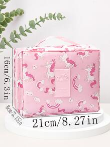 Mô hình hoạt hình Unicorn Túi trang điểm , 1 Miếng Hình vuông Túi mỹ phẩm Túi bảo quản Túi trang điểm Hộp đựng Túi đựng cọ trang điểm Túi mỹ phẩm - Nhiều màu - Xem 2