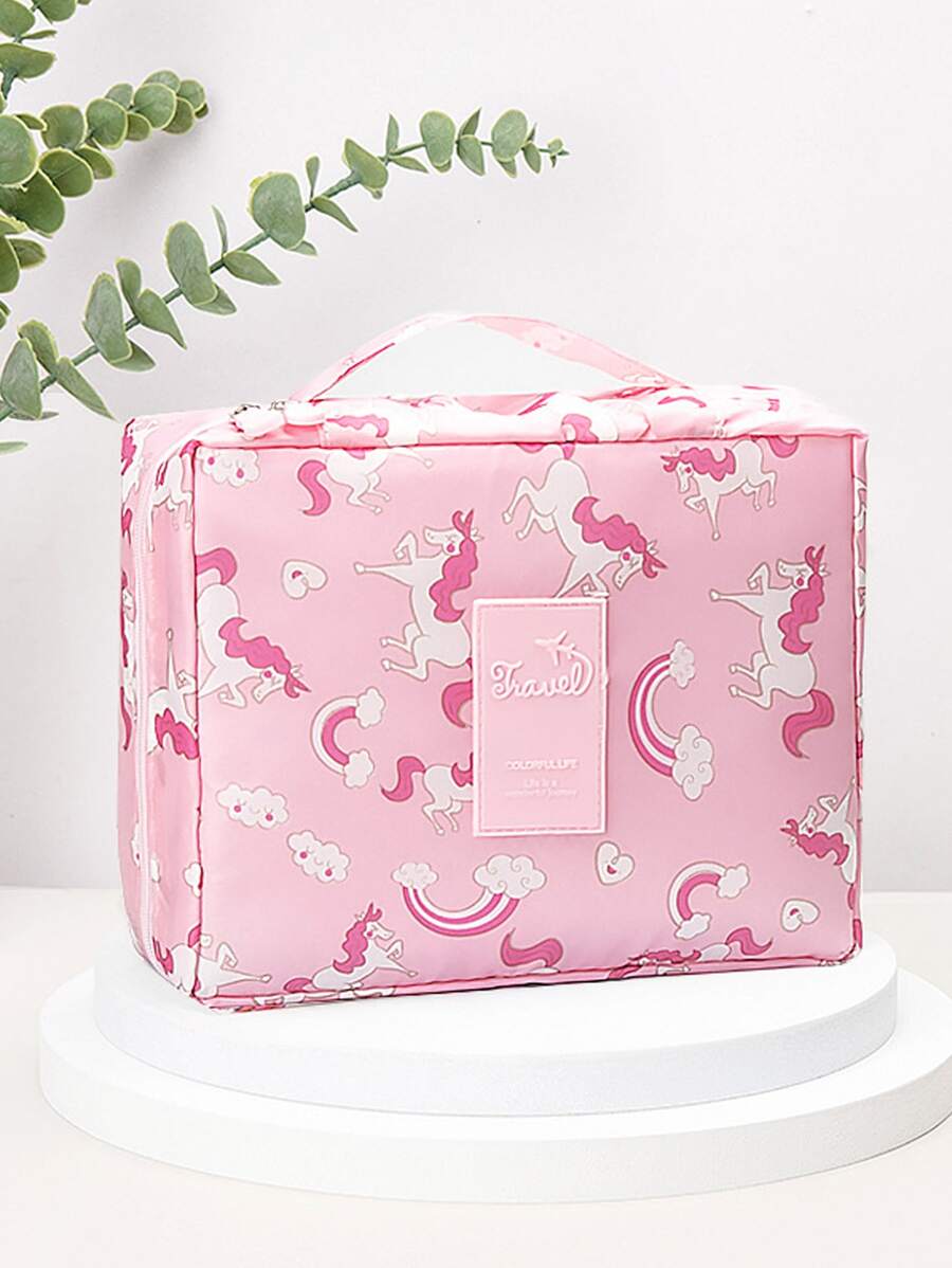 Mô hình hoạt hình Unicorn Túi trang điểm , 1 Miếng Hình vuông Túi mỹ phẩm Túi bảo quản Túi trang điểm Hộp đựng Túi đựng cọ trang điểm Túi mỹ phẩm - Nhiều màu - Xem 1