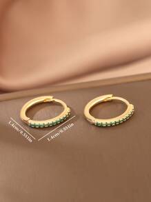 1 par Pendientes de moda lujo cobre con verde zirconia cúbica , A excelente regalo para A fecha - Multicolor - Ver 3