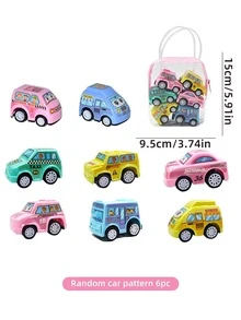 1 袋 6 件汽車套裝車輛模型,顏色和圖案隨機,消防車模型,汽車玩具,迷你慣性工程車,兒童玩具 - 彩色 - 查看 2