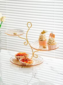 1 set Bandeja de servir con diseño de hoja moderna, regalo de Navidad - Champán - Ver 8