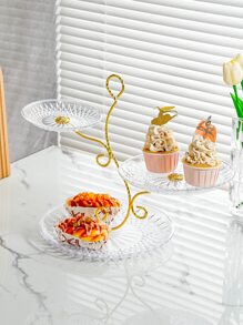 1 set Bandeja de servir con diseño de hoja moderna, regalo de Navidad - Champán - Ver 4