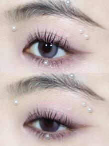 2 miếng dán mắt và mặt hình bán nguyệt 3D mô phỏng màu trắng đính ngọc trai giả và đá rhinestone, thích hợp trang điểm DIY, dự lễ hội âm nhạc, tiệc Y2K. - trắng - Xem 3