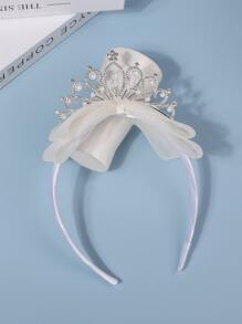 1 chiếc khăn voan cài tóc hình nơ đính kim sa dành cho nữ sinh trung học. - trắng - Xem 5