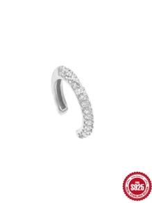 1 pezzo Orecchini a cerchio classici in oro con micro pavé di zirconi cubici in argento sterling S925 senza piercing Orecchini per feste da donna Gioielleria raffinata Festa di nozze Accessori in oro 18 carati