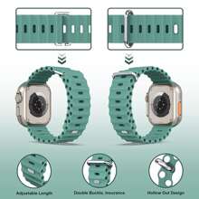 St.siabe1入組女士和男士時尚柔軟舒適矽膠手錶兼容Apple Watch錶帶38mm40mm41mm45mm44mm42mm49mm皮帶，運動腕帶替換錶帶兼容Apple Watch Ultra系列SE/8/7/6/5/4/3/2/1智能手錶錶帶配件 - 綠色 - 查看 2