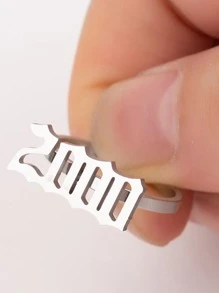 1入組不鏽鋼出生年份開口戒指 - 銀色 - 查看 3