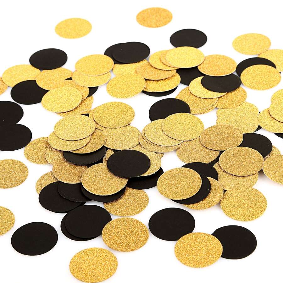 Colorful Round Table Confetti And Wedding Party Decoration (50pcs Black, 50pcs Sparkly Gold),Christmas