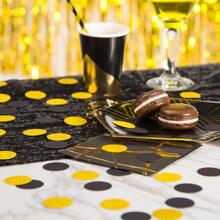 Colorful Round Table Confetti And Wedding Party Decoration (50pcs Black, 50pcs Sparkly Gold),Christmas
